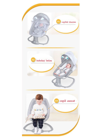 Balansoar electric 3 in 1, cu bluetooth, telecomanda, Mastela, Roz [10]