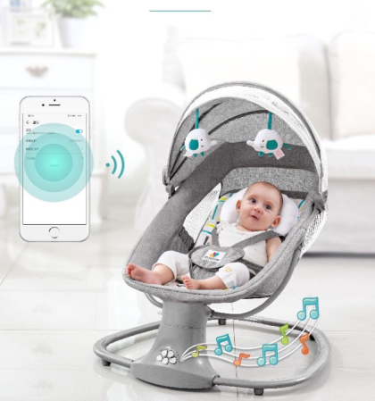 Balansoar electric 3 in 1, cu bluetooth, telecomanda, Mastela, Roz [14]