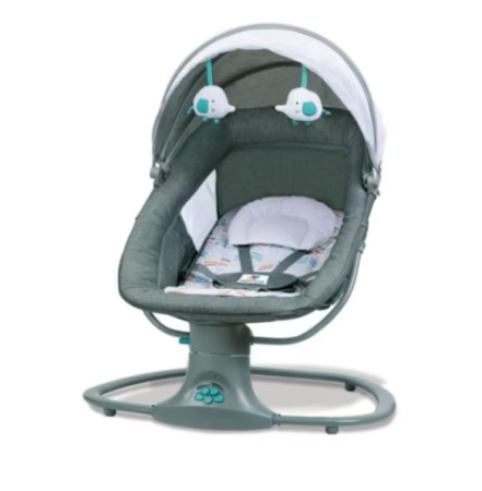 Noutati - Balansoar electric 3 in 1, cu bluetooth, telecomanda, Mastela, Vernil