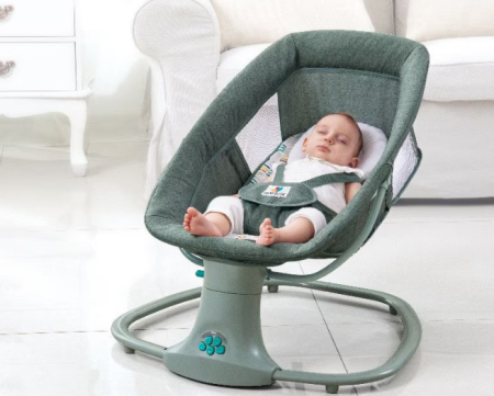 Balansoar electric 3 in 1, cu bluetooth, telecomanda, Mastela, Vernil [4]