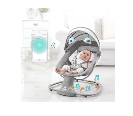 Balansoar electric 3 in 1, cu bluetooth, telecomanda, Mastela, Vernil [11]