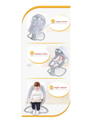 Balansoar electric 3 in 1, cu bluetooth, telecomanda, Mastela, Vernil [6]