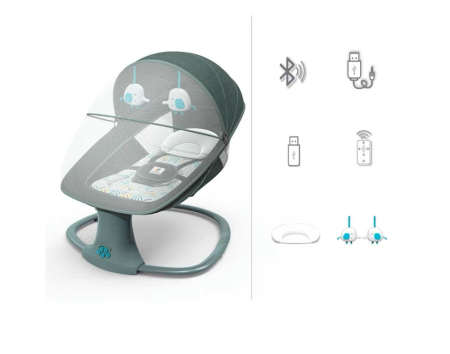 Balansoar electric 3 in 1, cu bluetooth, telecomanda, Mastela, Vernil [10]