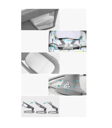 Balansoar electric 3 in 1, cu bluetooth, telecomanda, Mastela, Vernil [9]