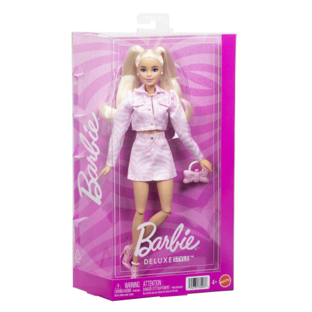 Papusi, plusuri, zane si figurine - BARBIE DELUXE STYLE PAPUSA BARBIE JACHETA DIN DENIM ROZ