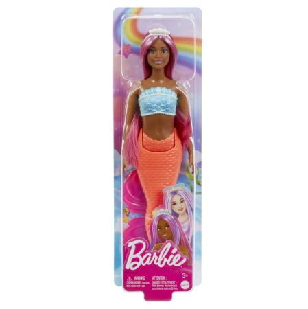 Papusi, plusuri, zane si figurine - BARBIE DREAMTROPIA PAPUSA SIRENA CU PAR MAGENTA SI COADA PORTOCALIE