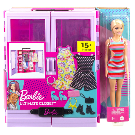 Papusi, plusuri, zane si figurine - BARBIE DULAPUL PAPUSII BARBIE CU PAPUSA BARBIE