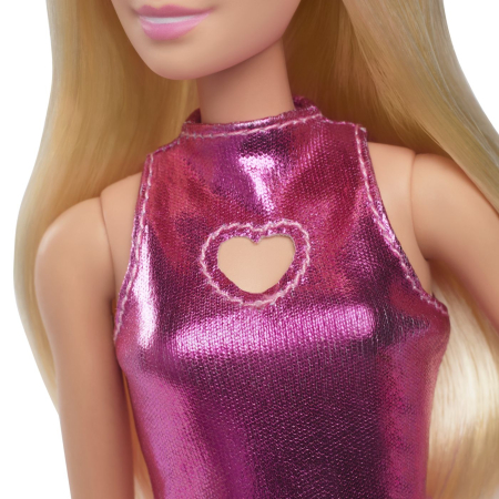 BARBIE FASHIONISTAS PAPUSA BARBIE BLONDA CU ROCHIE ROZ METALIZAT [4]
