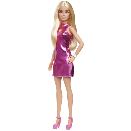 BARBIE PAPUSA BARBIE FASHIONISTAS BLONDA CU ROCHITA ROZ METALICA [4]