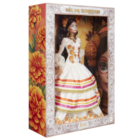 Jucarii - BARBIE SIGNATURE PAPUSA BARBIE DIA DE MUERTOS CU ROCHIE ALBA MOTIVE FLORALE