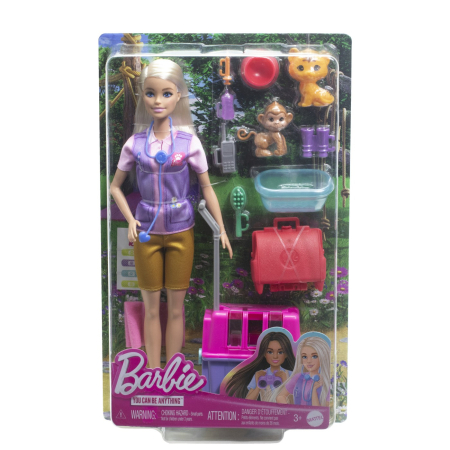 Papusi, plusuri, zane si figurine - BARBIE YOU CAN BE SET PAPUSA CU DOUA ANIMALUTE DIN JUNGLA