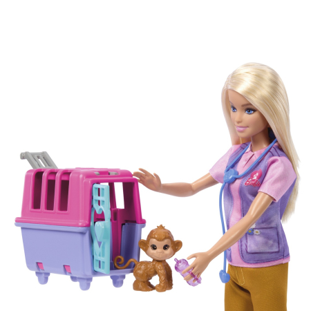 BARBIE YOU CAN BE SET PAPUSA CU DOUA ANIMALUTE DIN JUNGLA [6]