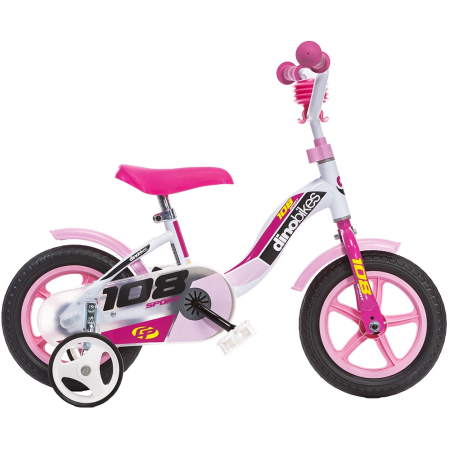 Trotinete si biciclete - Bicicleta copii Dino Bikes 10" 108 Sport alb si roz