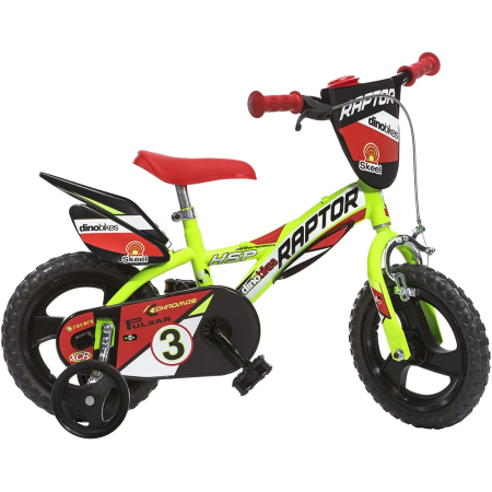 Trotinete si biciclete - Bicicleta copii Dino Bikes 12" Raptor galben