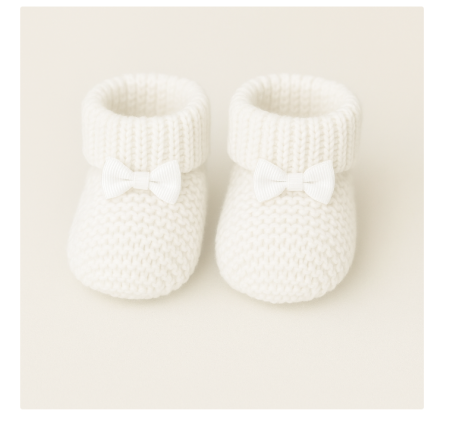 Incaltaminte pt primii pasi - Botosei tricotati, 0-3 luni, Alb