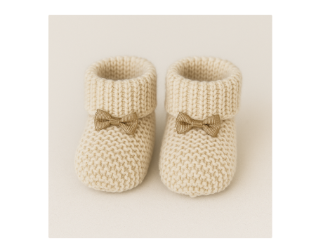 Baietei - Botosei tricotati, 0-3 luni, Bej