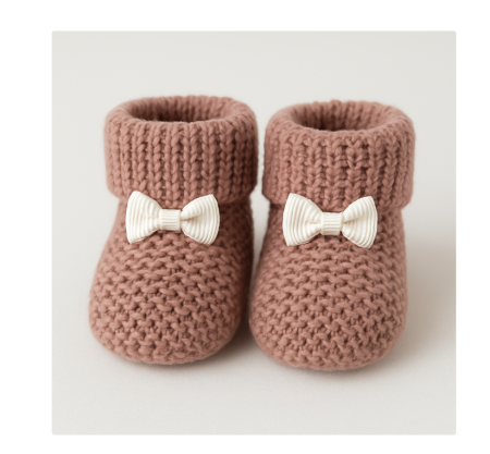 Incaltaminte - Botosei tricotati, 0-3 luni, Maro