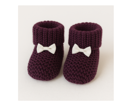 Incaltaminte - Botosei tricotati, 0-3 luni, Visiniu