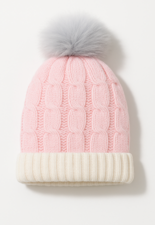 Caciuli - Căciulă tricotată cu mot, Roz