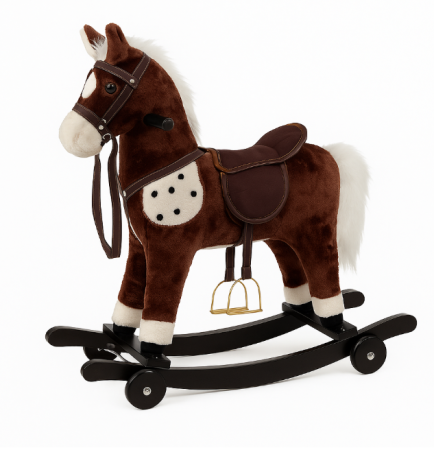 Pentru bebe - Calut balansoar, 2 in 1, cu rotile, muzical si cu lumini, Brown