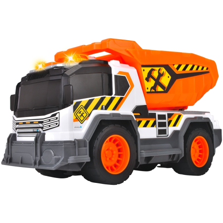 bubu-still.ro - Camion de constructie Dickie Toys Dump Truck 30 cm cu lumini si sunete