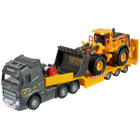 bubu-still.ro - Camion Majorette Volvo cu remorca si buldozer