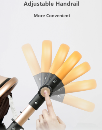 Carucior 2 in 1, Belecoo, cu maner protectie din piele, landou reversibil, geanta pentru accesorii, multifunctional, turcoaz [2]