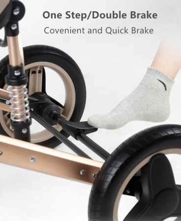 Carucior 2 in 1, Belecoo, cu maner protectie din piele, landou reversibil, geanta pentru accesorii, multifunctional, turcoaz [6]