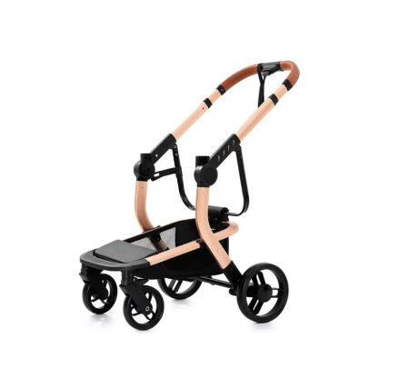 Carucior 2 in 1, Cu landou Reversibil, Material anti-UV si rezistent la umiditate, Roata antieroziune, Cadru metalic ranforsat, Geanta pentru scutece, negru [8]