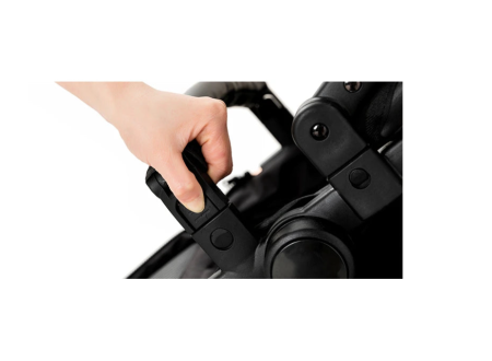 Carucior 2 in 1, Cu landou Reversibil, Material anti-UV si rezistent la umiditate, Roata antieroziune, Cadru metalic ranforsat, Geanta pentru scutece, negru [9]