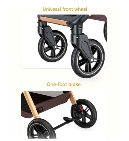 Carucior 2 in 1, Cu Suspensie, Geanta inclusa, Strangere compacta, Maner reversibil, Bej [6]