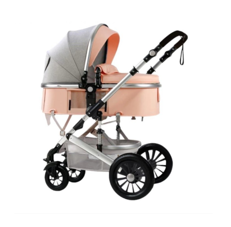 Carucioare - Carucior 2 in 1, Cu suspensii duble, Geanta pentru accesorii, Viziera inclusa, Roz