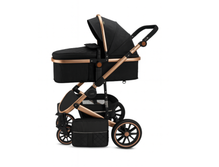 Carucioare - Carucior 2 in 1, dubla suspensie, matlasat, 0-36 luni, negru