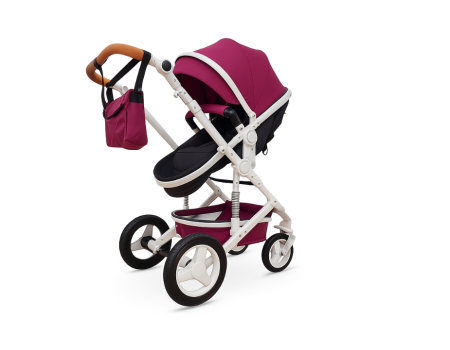 Carucior 2 in 1, Dubla suspensie pe roata si cadru , Geanta inclusa, Plasa de tantari inclusa, Roata cauciuc, Mov [2]