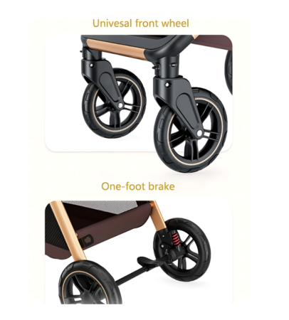 Carucior 2 in 1,Suspensie dubla pe roata ,Geanta inclusa, strangere compacta, Belecoo, Albastru [5]