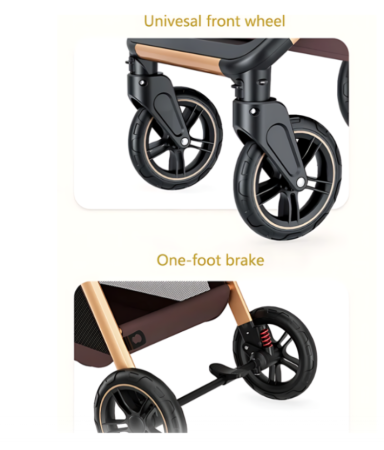 Carucior 2 in 1, Suspensie dubla pe roata, Geanta inclusa, strangere compacta, Kaki [3]