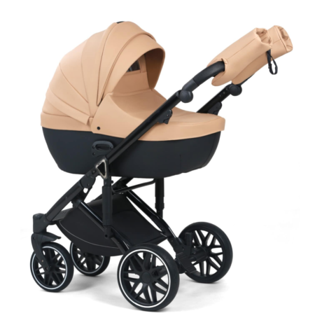 Carucior 3 in 1, 0-36 luni, Colectia Fizio-Lux, Piese distincte, Reversibil, Cu Suspensii, Husa de ploaie si insecte, Manusi de protectie, Eco-piele, Bej [1]