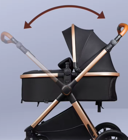 Carucior, 3 in 1, cu suspensii duble si landou reversibil, Element sustinere dublu, L-Sun, Gri [5]