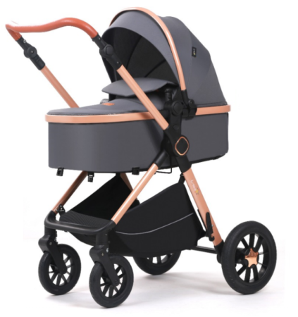 Carucior, 3 in 1, cu suspensii duble si landou reversibil, Element sustinere dublu, L-Sun, Gri [1]