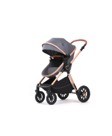 Carucior, 3 in 1, cu suspensii duble si landou reversibil, Element sustinere dublu, L-Sun, Gri [3]