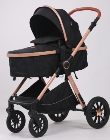 Carucior, 3 in 1, cu suspensii duble si landou reversibil, Element sustinere dublu, L-Sun, Negru [5]