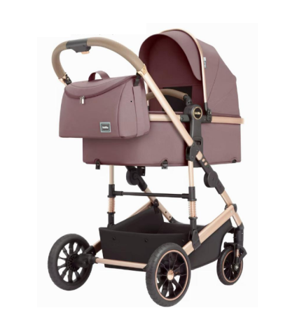 Carucior 3 in 1, Cu suspensii, Geanta termica pentru accesorii si salteluta, Cherry [1]