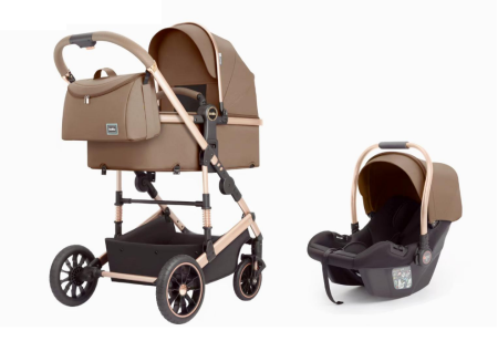 Carucior 3 in 1 - Carucior 3 in 1, Cu suspensii, Geanta termica pentru accesorii si salteluta, Coffe