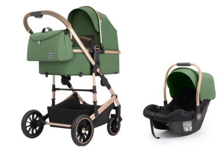 Carucior 3 in 1 - Carucior 3 in 1, Cu suspensii, Geanta termica pentru accesorii si salteluta, Green