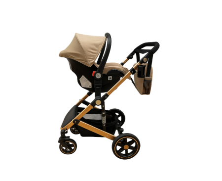 Carucior 3 in 1, dubla suspensie, matlasat, 0-3 ani, Bej [2]