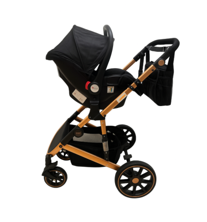 Carucior 3 in 1, dubla suspensie, matlasat, 0-3 ani, Negru [3]