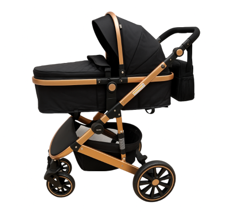 Carucior 3 in 1, dubla suspensie, matlasat, 0-3 ani, Negru [1]