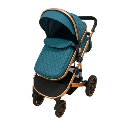 Carucior 3 in 1, dubla suspensie, matlasat, 0-3 ani, Turcoaz [3]