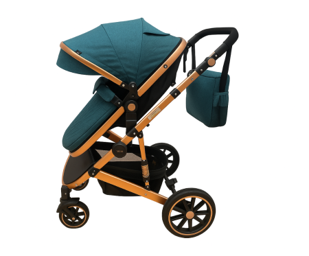Carucior 3 in 1, dubla suspensie, matlasat, 0-3 ani, Turcoaz [2]