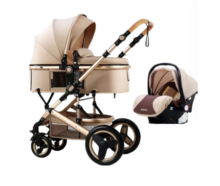 Noutati - Carucior 3 in 1, Geanta de scutece, Suspensie dinamica, Bej